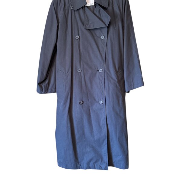 London Fog Ladies Black Raincoat with Belt and Zip In Liner Size 12R - Picture 2 of 12